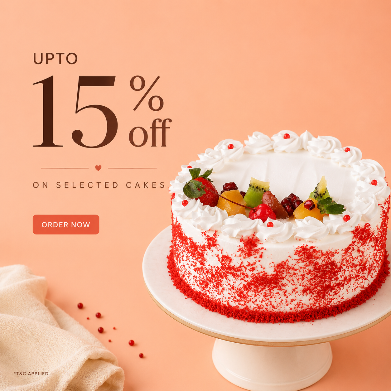 Get 15% off on selected cakes