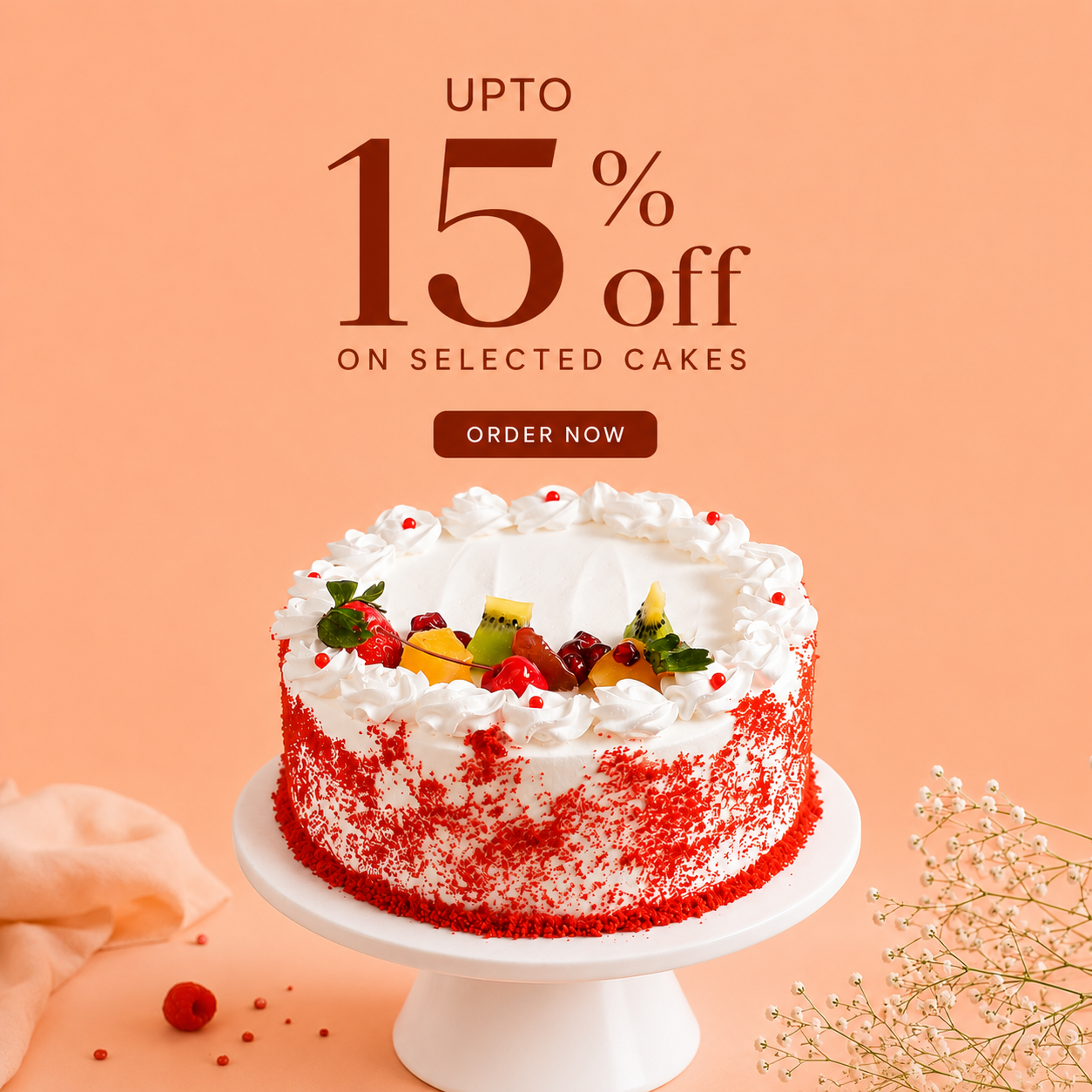 Get 15% off on selected cakes