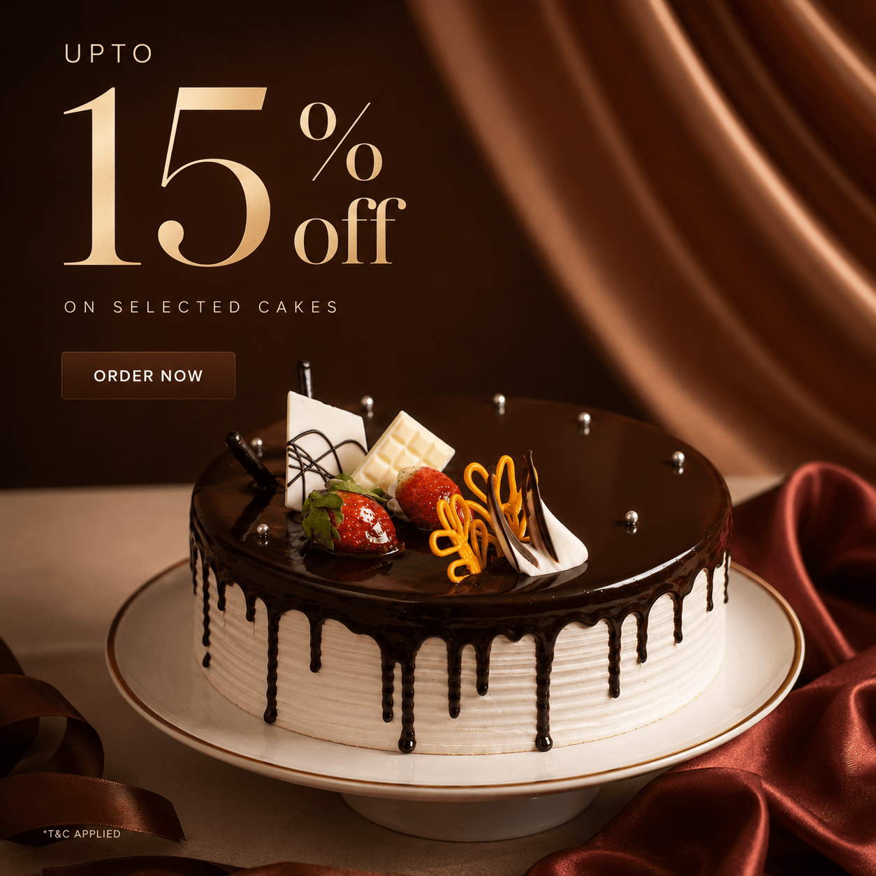 Get 15% off on selected cakes