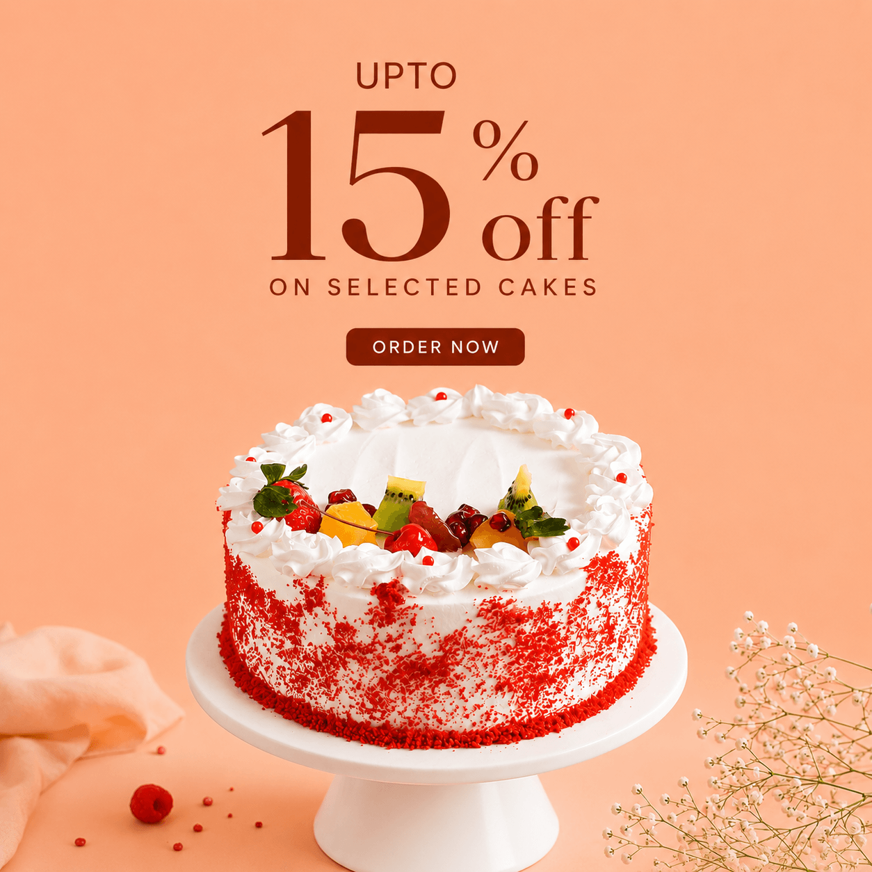Get 15% off on selected cakes
