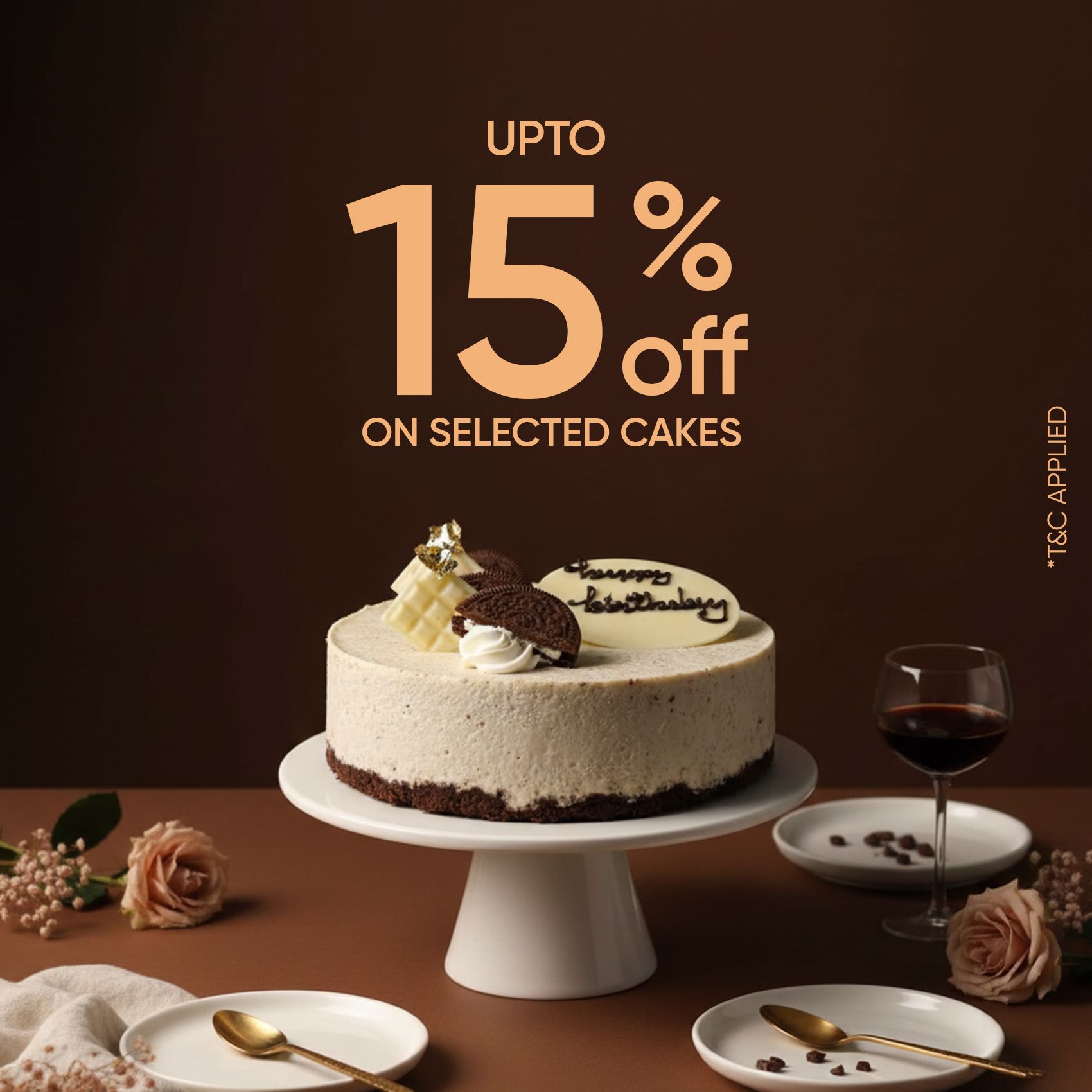 Get 15% off on selected cakes
