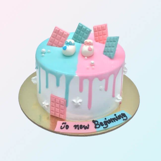 Variety of Baby Shower Cakes with different flavors and toppings.