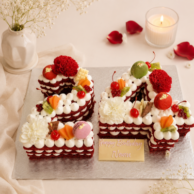 Red Velvet 24 Number Shaped Cake