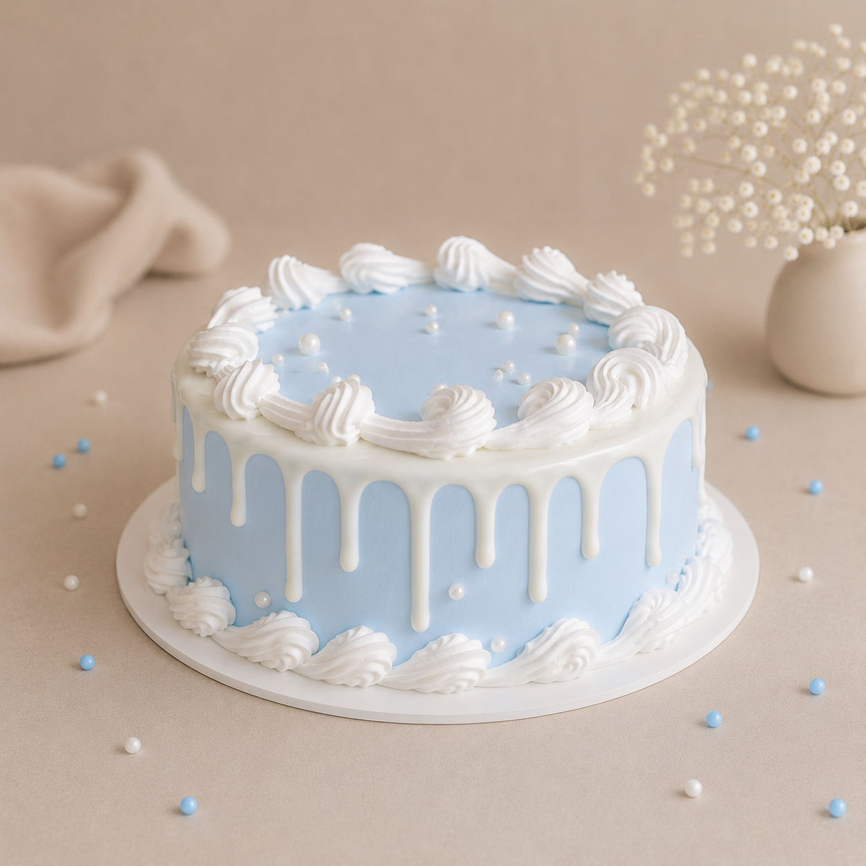Baby Blue Pearl Cake