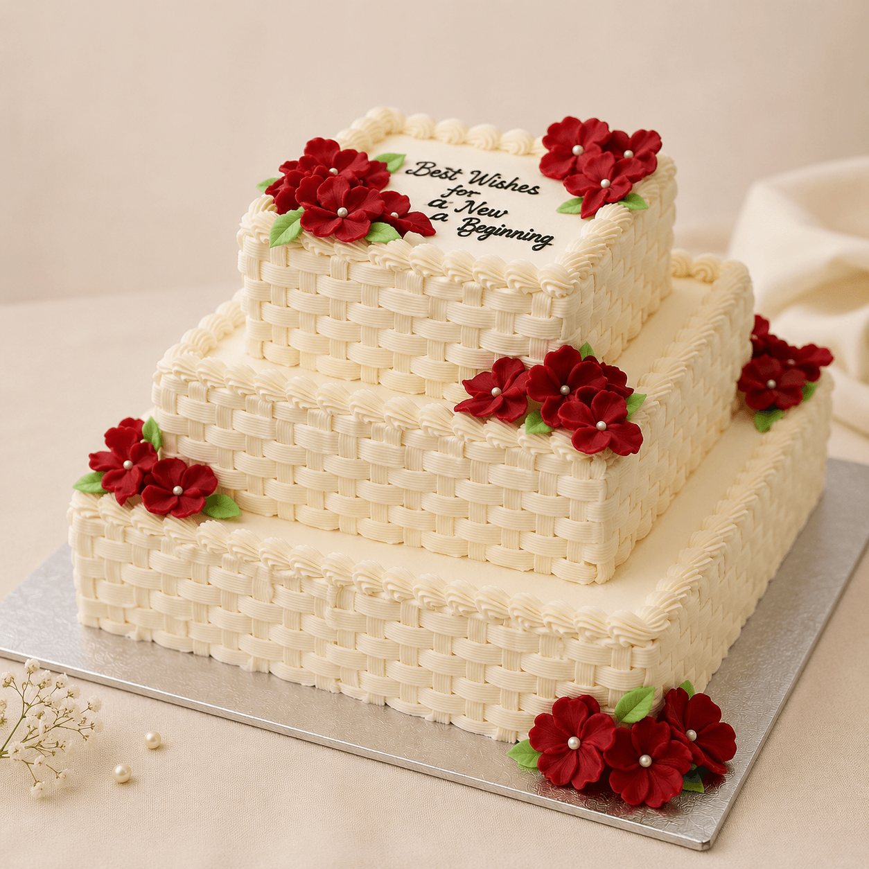 Basket Weave Wedding Cakes 3 tier