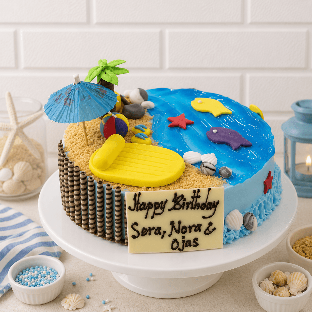 Beach Themed Customized Cake