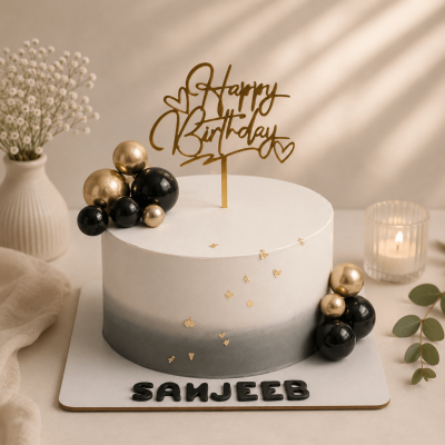 Black & Gold Elegant Birthday Cake