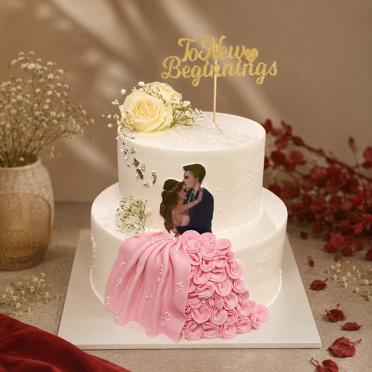 Blossoming Beginnings Wedding Cake