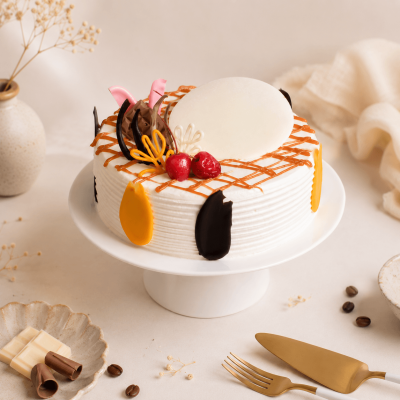 Butterscotch Cake With Chocolate Plate