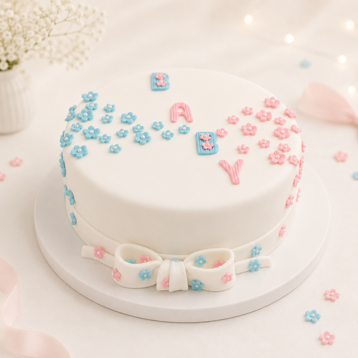 Classic Baby Shower Fondant Cake