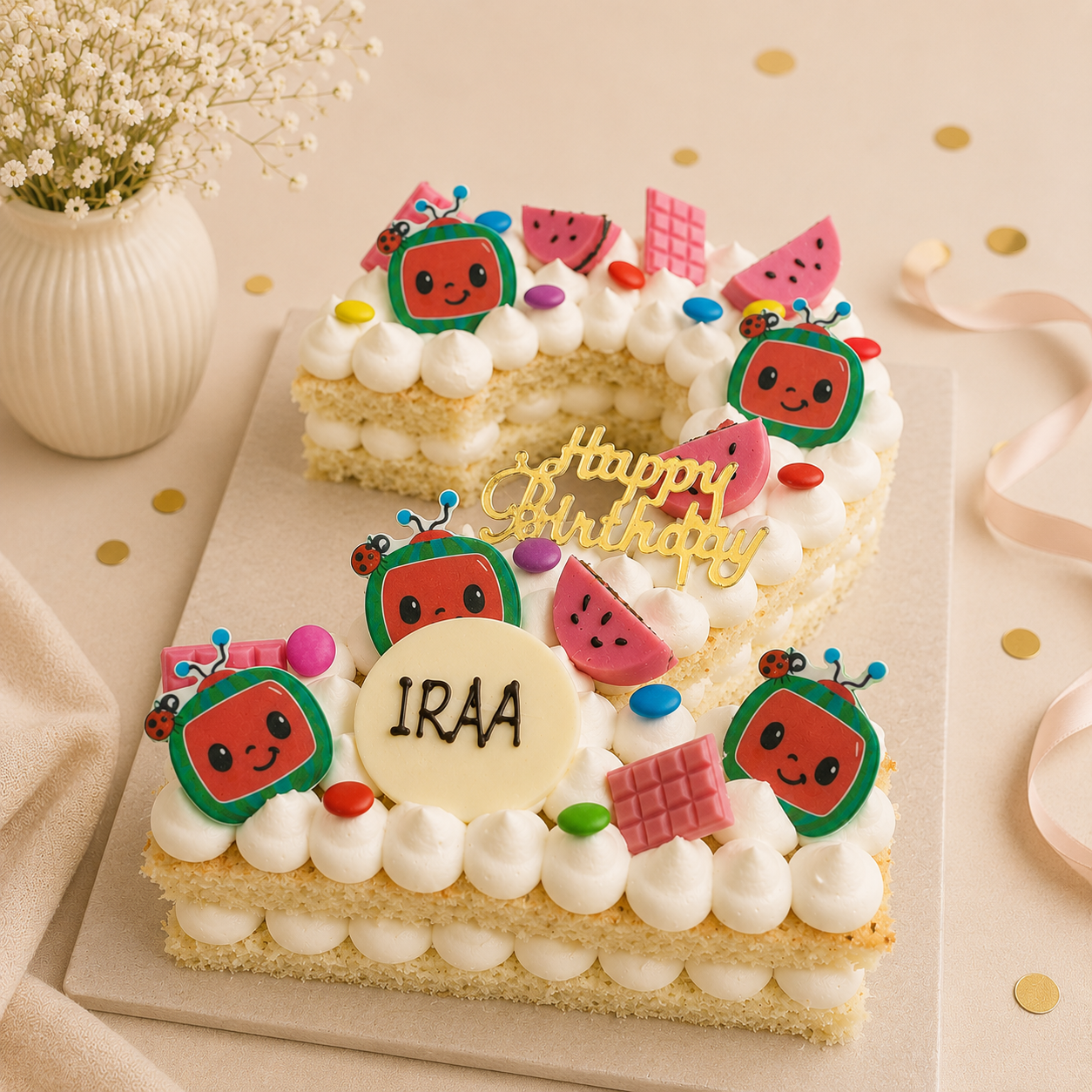 Coco Melon themed cake