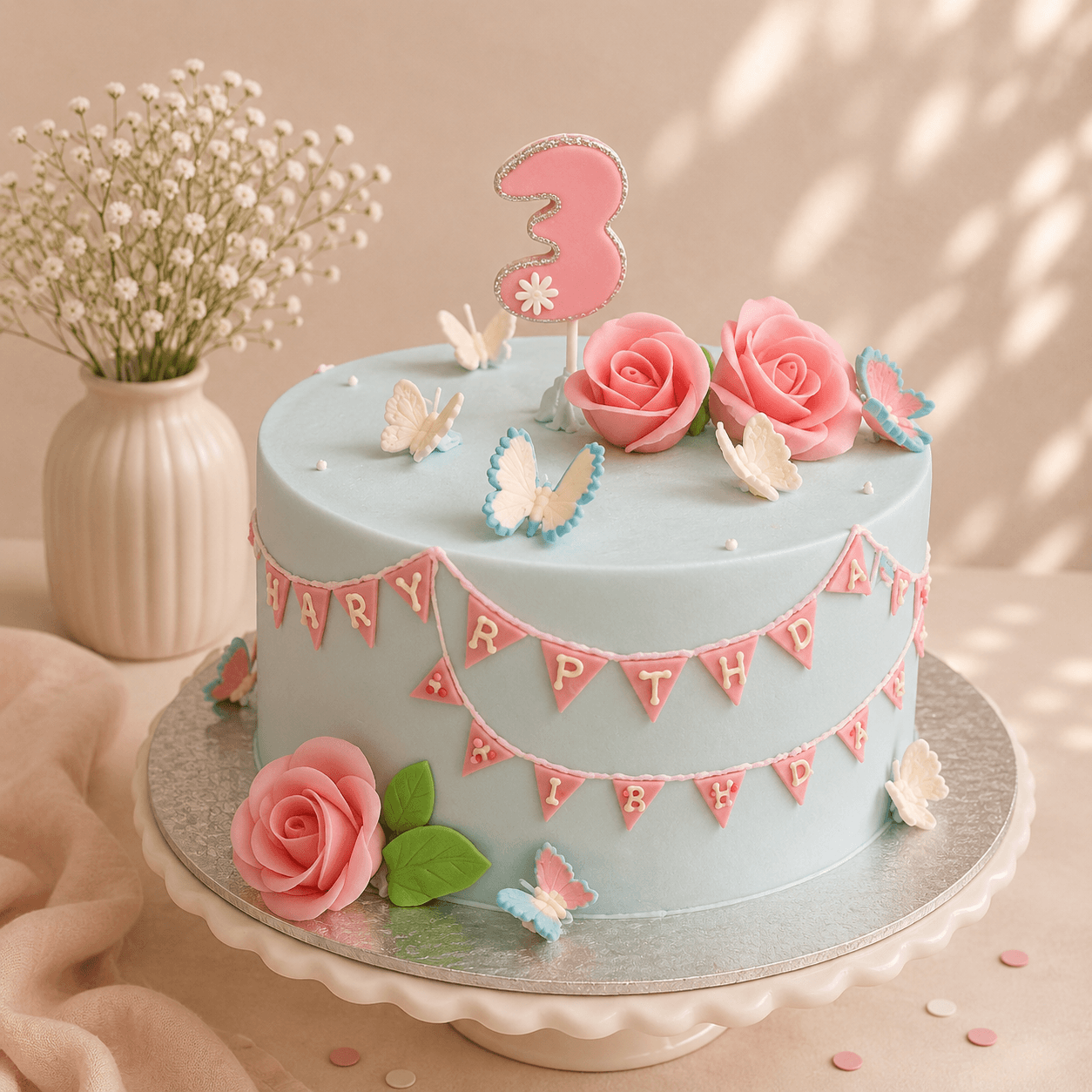 Beautifully Decorated Rose Flower Cake: A Sweet Floral Treat