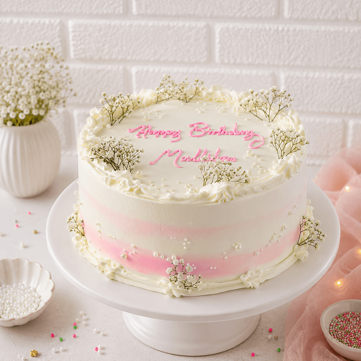 Elegant Cake with Gypsy Flowers