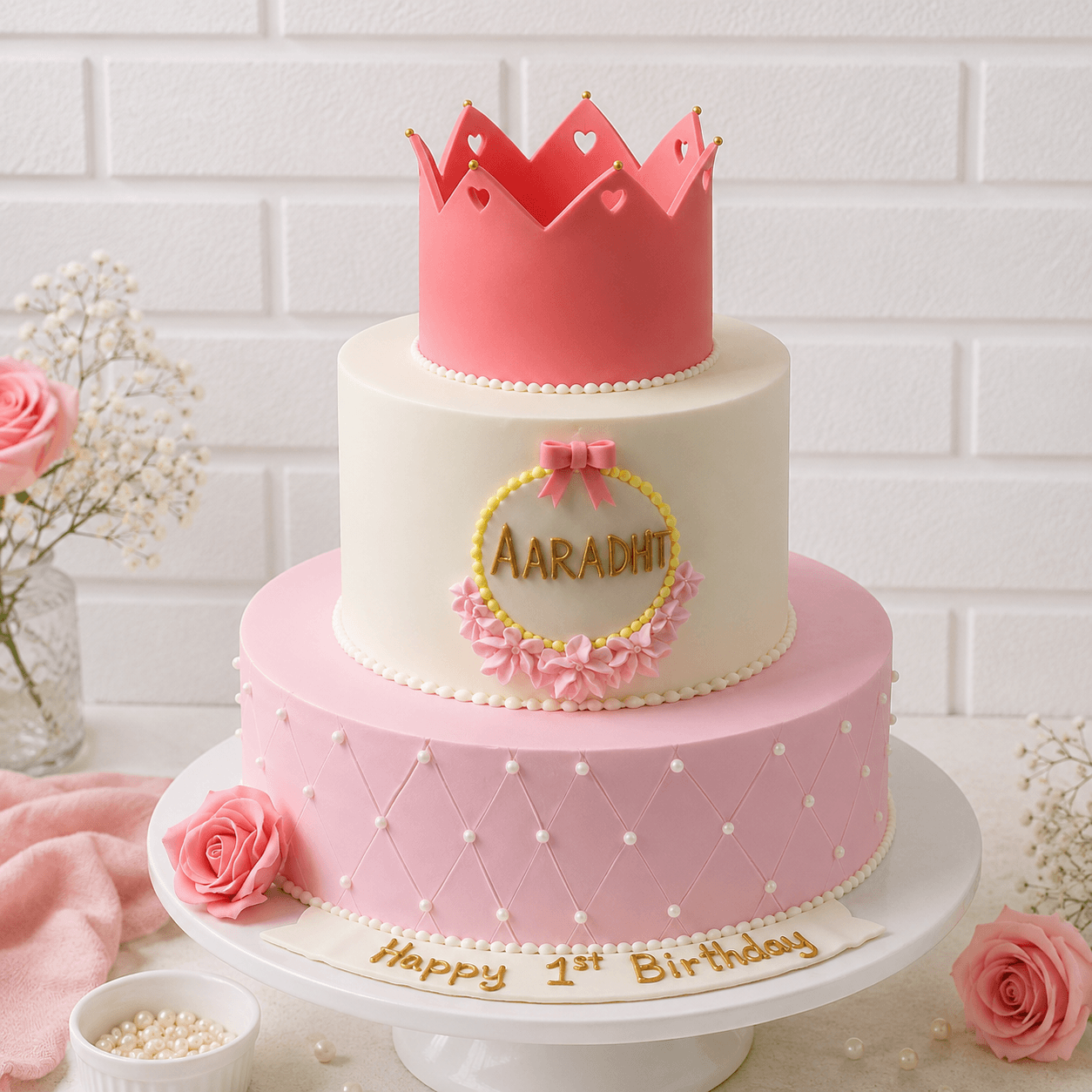 Elegant Pink Crown Cake