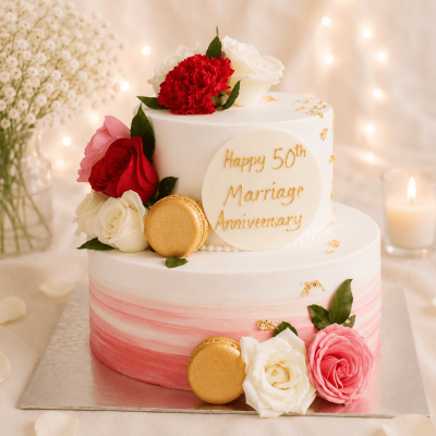 Elegant Two Tier Pink Wedding Cake