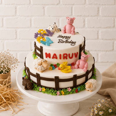 Farm Themed Fondant Cake