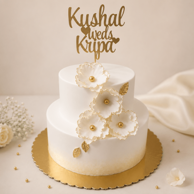 Flower Flow Wedding Cake (Inclusive Cake Topper)