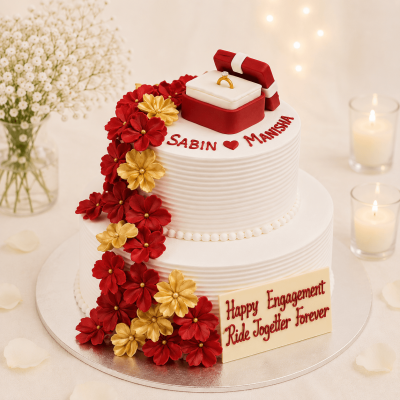 Golden Rose Flow Engagement Cake