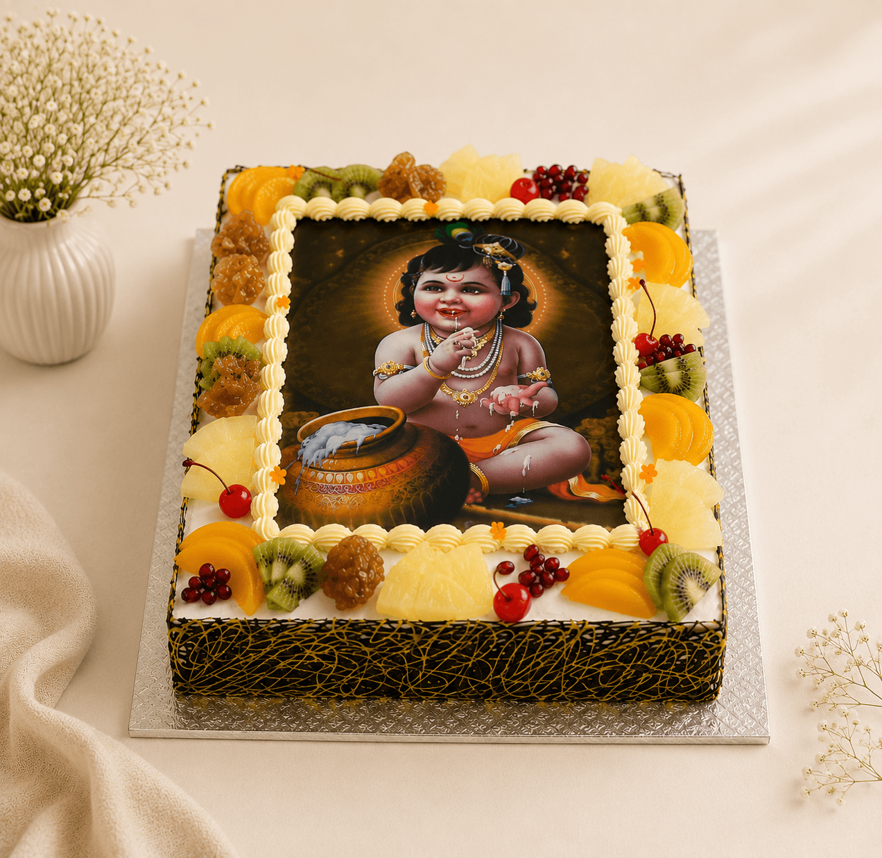 Krishna Print Cake