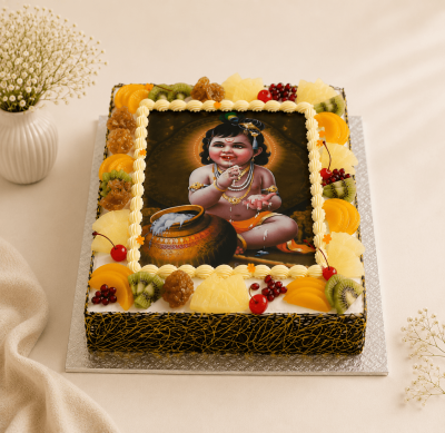 Krishna Print Cake