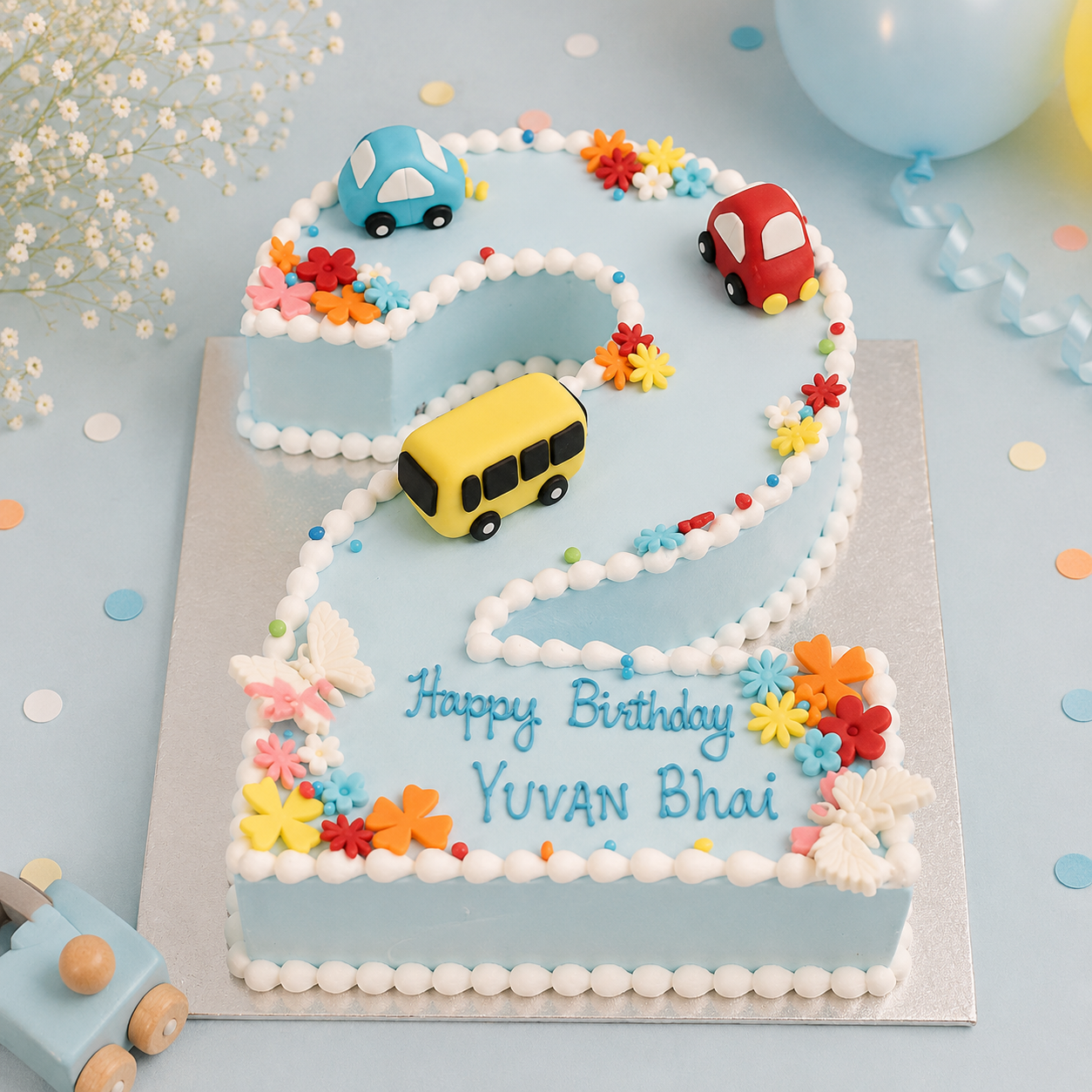 Little Wheels Birthday Cake