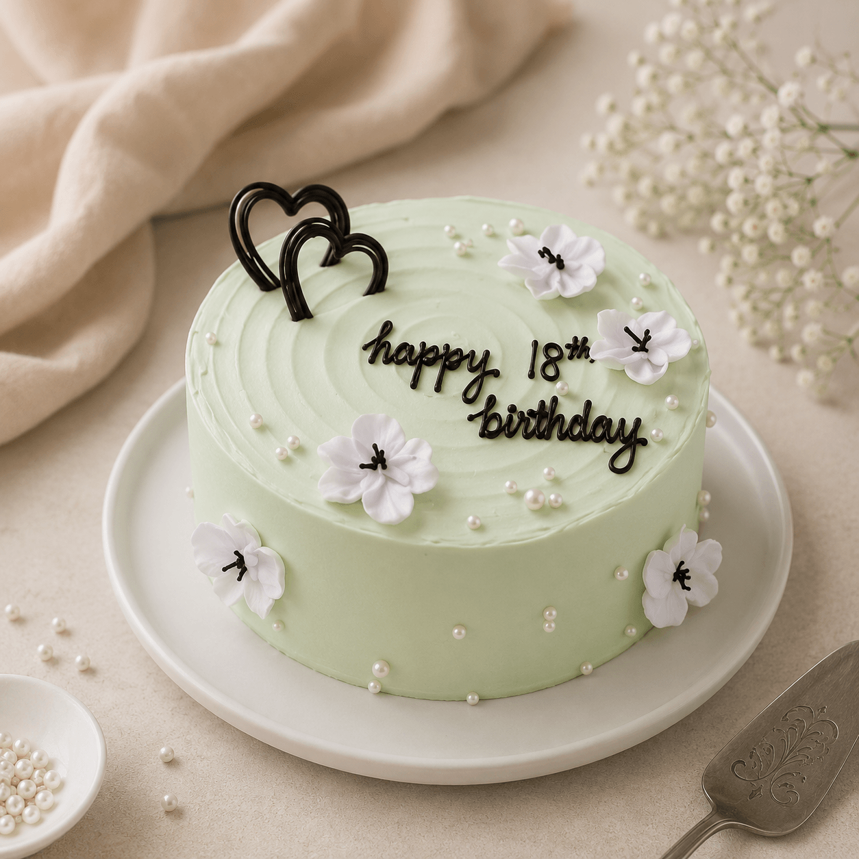 Minimal Aesthetic Sage Green Mini Cake