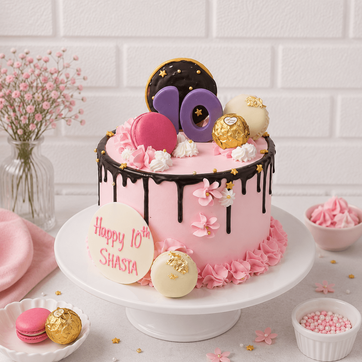 Pastel Pink Chocolate Drip Cake