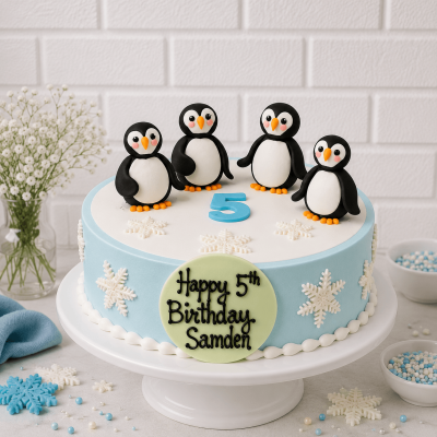 Penguin Topper Customized Cake
