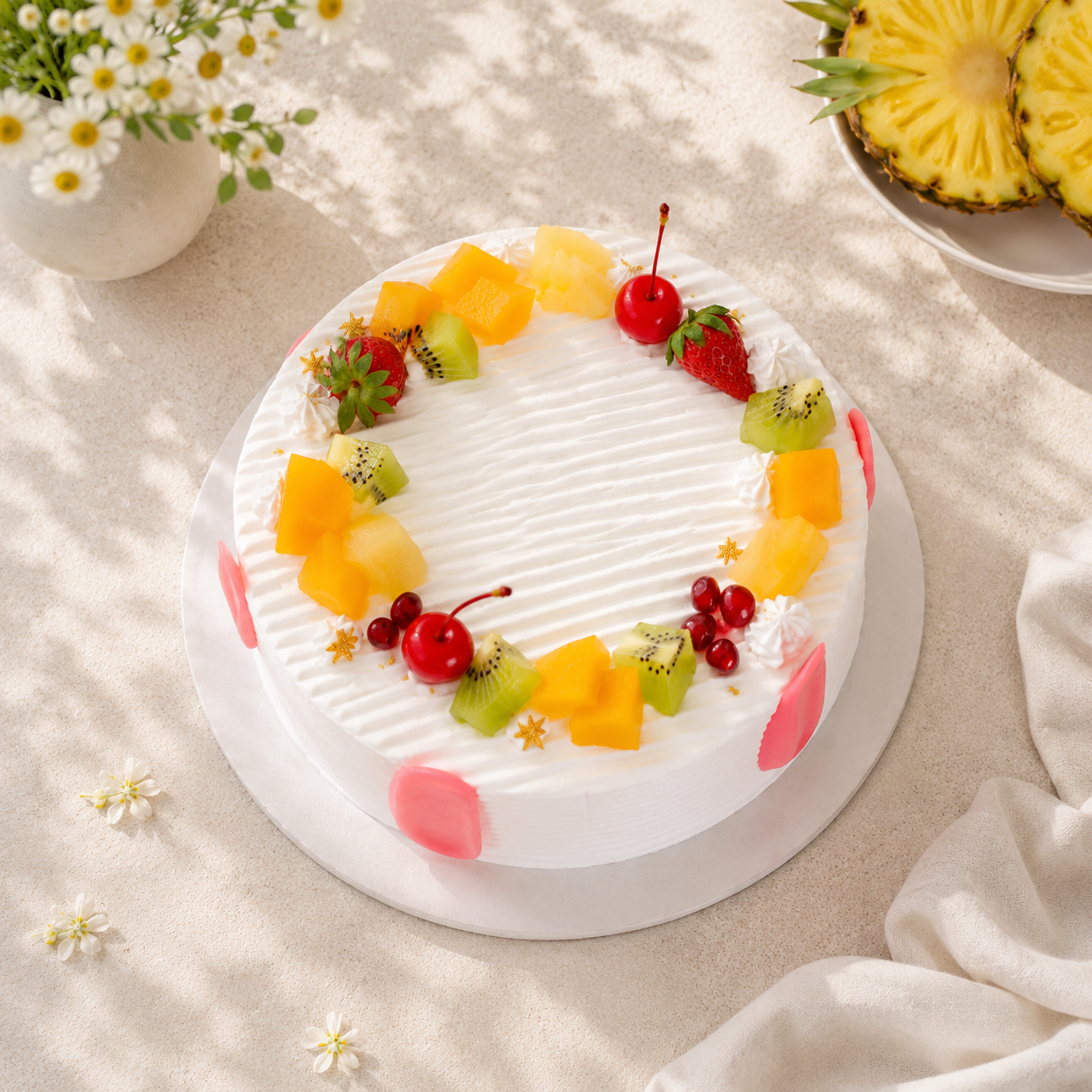 Pineapple Cake with Fruits