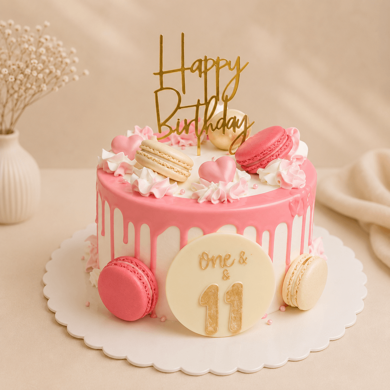 Pink Drip Cake