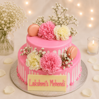 Pink Drip White Chocolate Wedding Cake