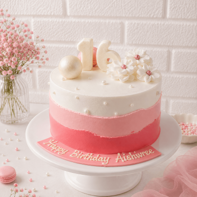 Pink Layered Customized Cake