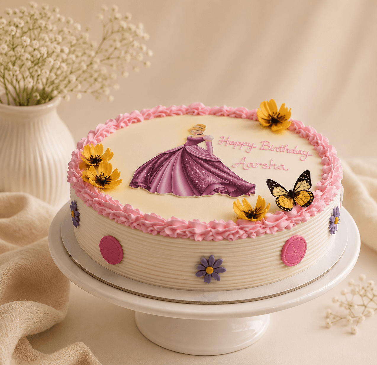 Purple Cinderella Print Cake