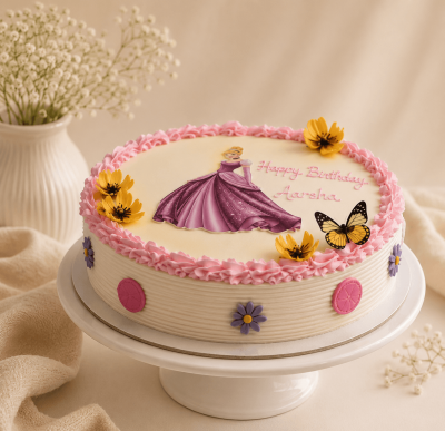 Purple Cinderella Print Cake
