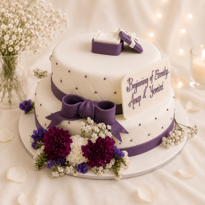 Purple Themed Engagement Cake