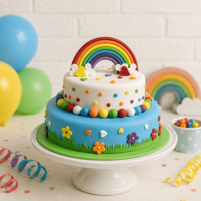 Rainbow Garden Fondant Cake