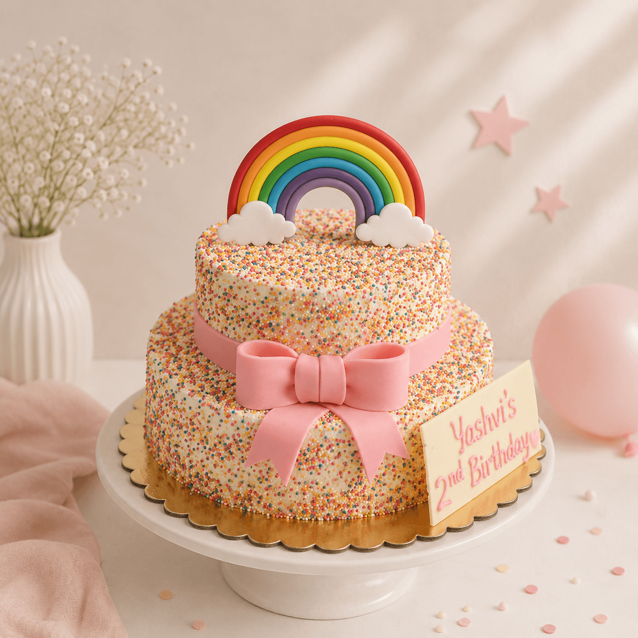 Rainbow Themed Colorful Cake