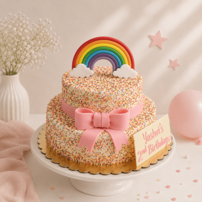 Rainbow Themed Colorful Cake