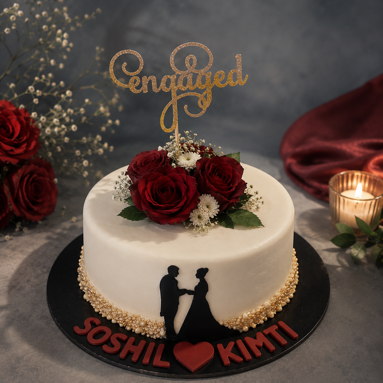 Rose Engagement Cake