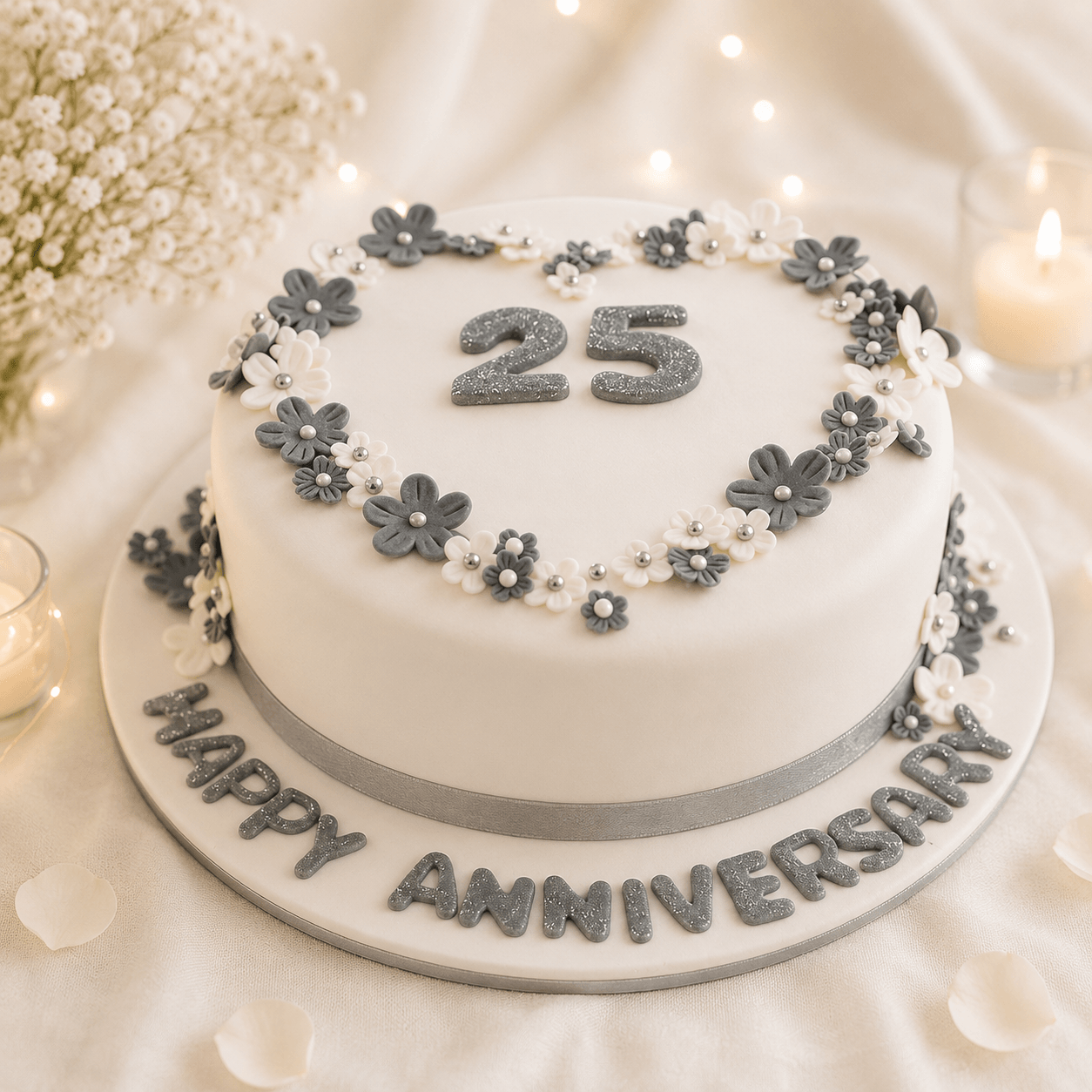 Silver Jubilee Anniversary Cake
