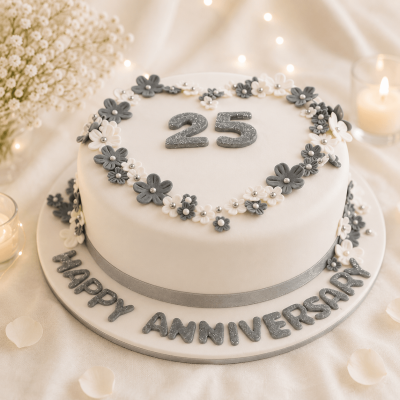 Silver Jubilee Anniversary Cake