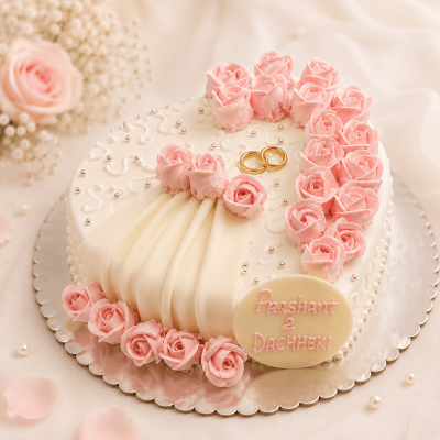 Simple Draped Engagement Cake