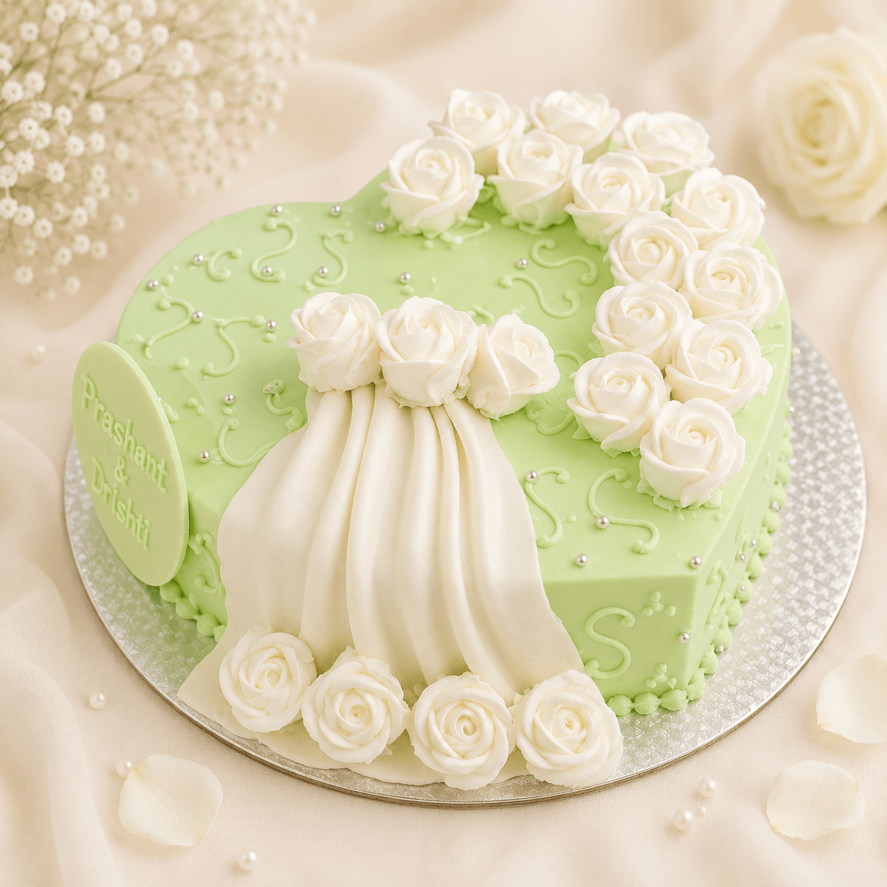 Simple Draped Engagement Cake