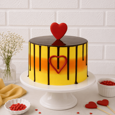 Simple Drip Heart Cake