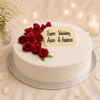 Simple Rose Wedding Cake
