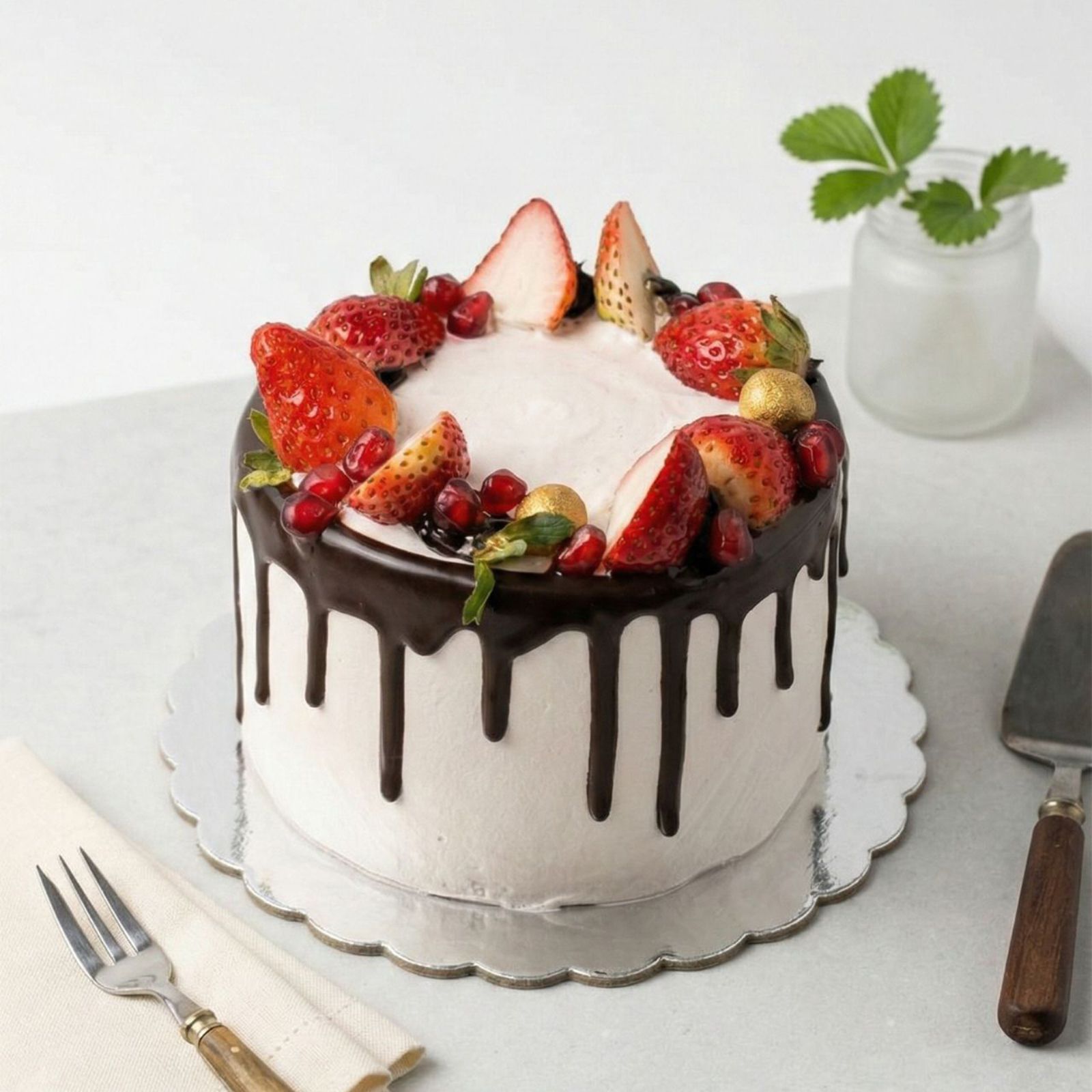 Strawberries After Dark – Chocolate Drip Strawberry Cake