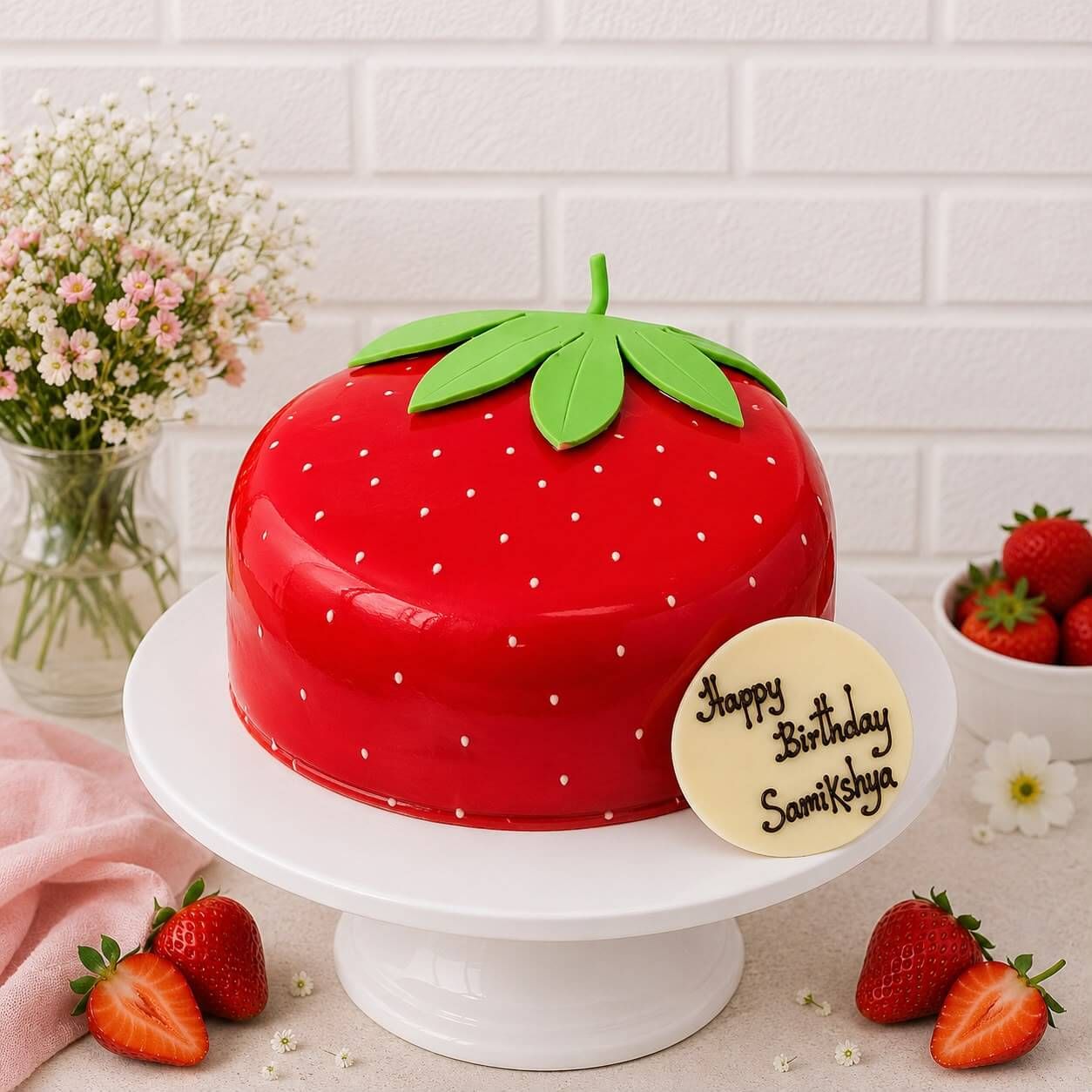 Strawberry Shaped Cake