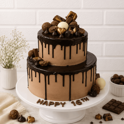 Two Tier Customized Drip Cake