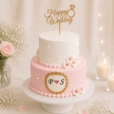 Two Tier Pastel Pink Wedding Cake