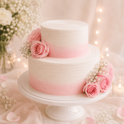 Two Tier Pink Ombre Wedding Cake